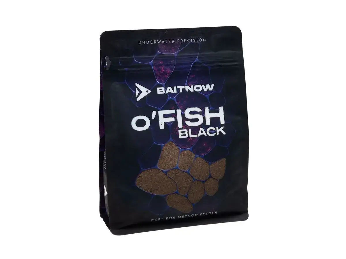 Opakowanie zanęty Baitnow O'Fish Black, idealne do nauki, jak łowić na metodę.