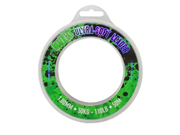 Nawijana na szpulę najmocniejsza żyłka przyponowa Madcat Ultra-Soft Leader, 1.00mm, 50kg, 110lb, 50m.